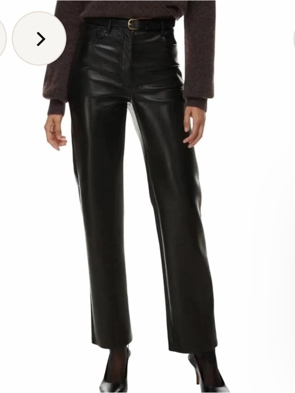 Aritzia Wilfred Faux Leather Pants Black High Rise Size 0